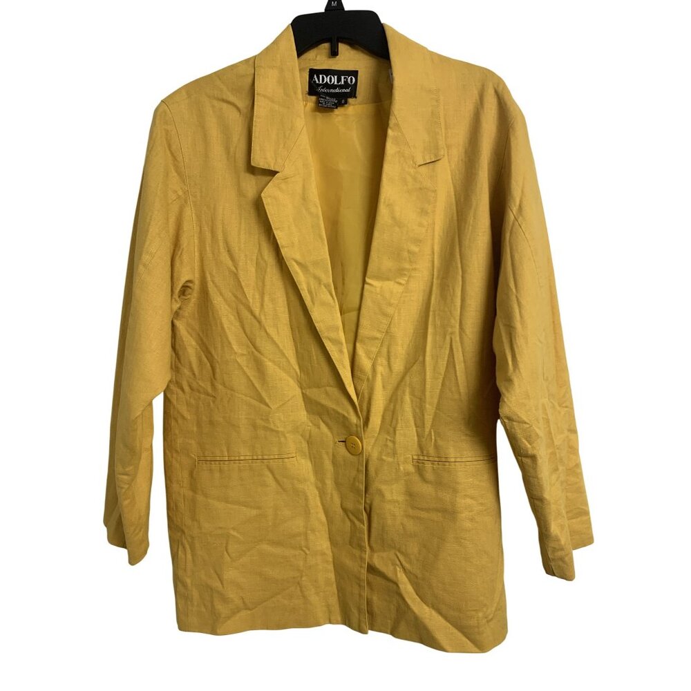 Adolfo International Linen Gold Blazer Size 8